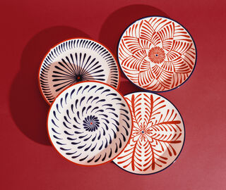 Serax 'Bazaar' dinner plate, set of four, red and blue MULTICOLOUR SERA26DIN015RED