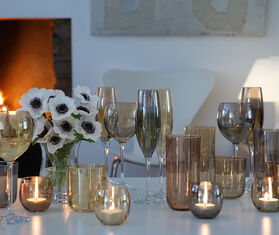 LSA International 'Polka' tealight holder, metallic, set of four MULTICOLOUR LSAI20POL655MUL