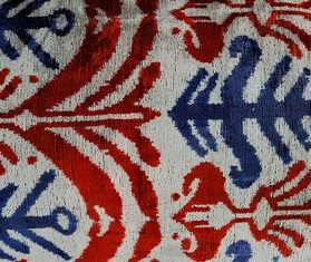 Les-Ottomans Silk velvet cushion, blue and red MULTICOLOUR OTTO22VEL984MUL