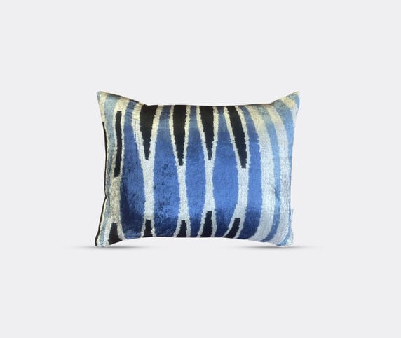 Les-Ottomans Silk velvet cushion, blue and black MULTICOLOUR OTTO26SIL437MUL
