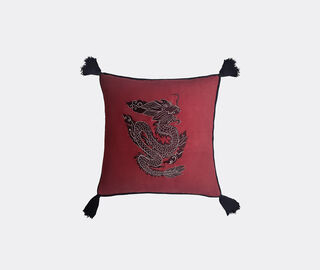 Les-Ottomans 'Dragon' embroidered cushion, red MULTICOLOUR OTTO24DRA761MUL