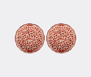 Les-Ottomans 'Peacock' dessert plate, set of two RED OTTO21SET764RED