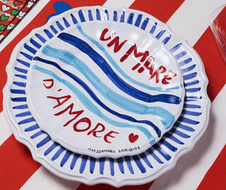 Casa Alessandro Enriquez 'Un Mare D'Amore' dinner plate, red and blue MULTICOLOUR ALEN26MAR676MUL