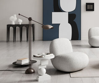 101 Copenhagen 'Toe' lounge chair, flat, boucl&egrave; WHITE COPH24TOE724WHI