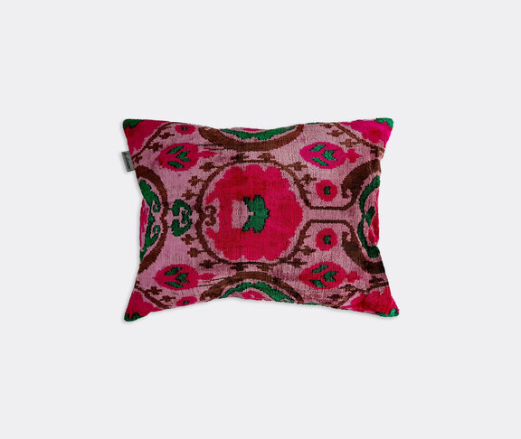 Les-Ottomans Silk velvet cushion, pink and green Multicolor ${masterID}