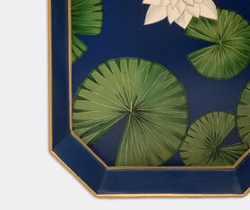 Les-Ottomans &#39;Flowers&#39; hand painted iron tray, navy MULTICOLOUR OTTO23FLO156MUL