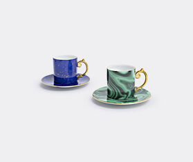 L&#39;Objet &#39;Malachite&#39; espresso cup and saucer, set of six MULTICOLOUR LOBJ15MAL609GRN