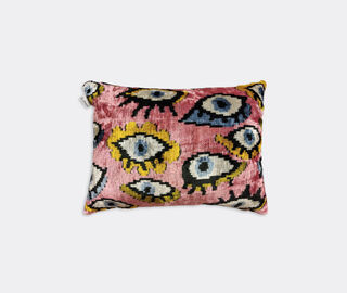 Les-Ottomans Velvet cushion, pink, yellow and blue MULTICOLOUR OTTO22VEL676MUL
