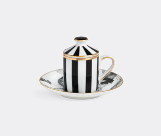 Simone Guidarelli Home 'Wing of Water' lidded espresso cup and saucer, black and white MULTICOLOUR SIMO26SOU990MUL