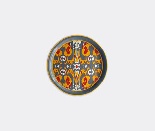 Les-Ottomans Hand painted iron tray, grey and yellow MULTICOLOUR OTTO22HAN080MUL