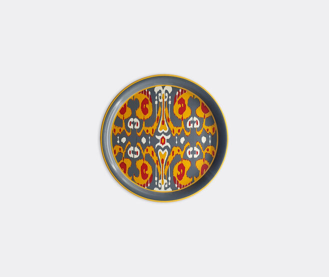 Les-Ottomans Hand painted iron tray, grey and yellow MULTICOLOUR OTTO22HAN080MUL