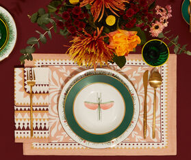 La DoubleJ &#39;Doric Plac&eacute;e&#39; large napkin, set of two, pink PINK LADJ25LAR977MUL