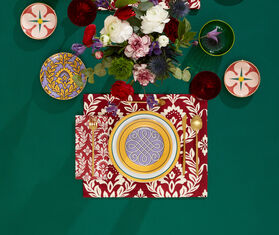 La DoubleJ &#39;Bordeaux Garland&#39; large napkin, set of two BURGUNDY LADJ23LAR550RED