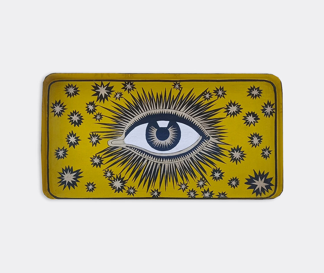 Les-ottomans Eye-print Iron Tray In Yellow