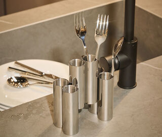Alessi 'Canale' cutlery holder, steel SILVER ALES25CAN764SIL