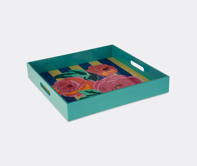 Lisa Corti 'Nizam Stripes' tray, natural and blue MULTICOLOUR LICO26SQU038MUL