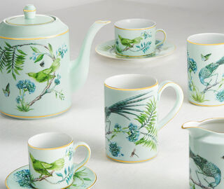 Aquazzura Casa 'Secret Garden' coffee cup and saucer, set of two GREEN AQUA23SEC438GRN