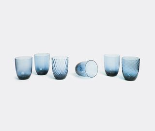 NasonMoretti 'Idra' water glass, set of six BLUE NAMO16WAT217BLU