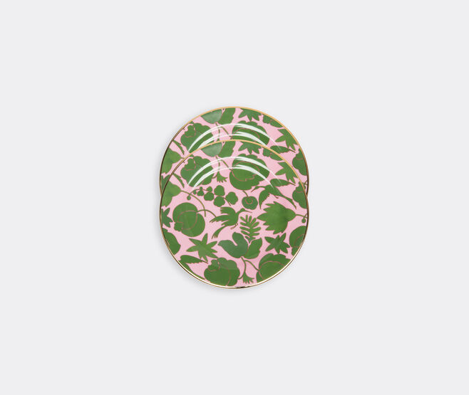 La DoubleJ 'Wildbird' dessert plates, set of two, pink MULTICOLOUR LADJ19WIL604PIN