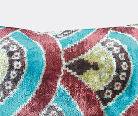 Les-Ottomans Silk velvet cushion, pink, white and green MULTICOLOUR OTTO20SIL665MUL