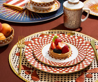 La DoubleJ 'Capri Mattone' raffia placemat, set of two, natural and red MULTICOLOUR LADJ24CAP397MUL