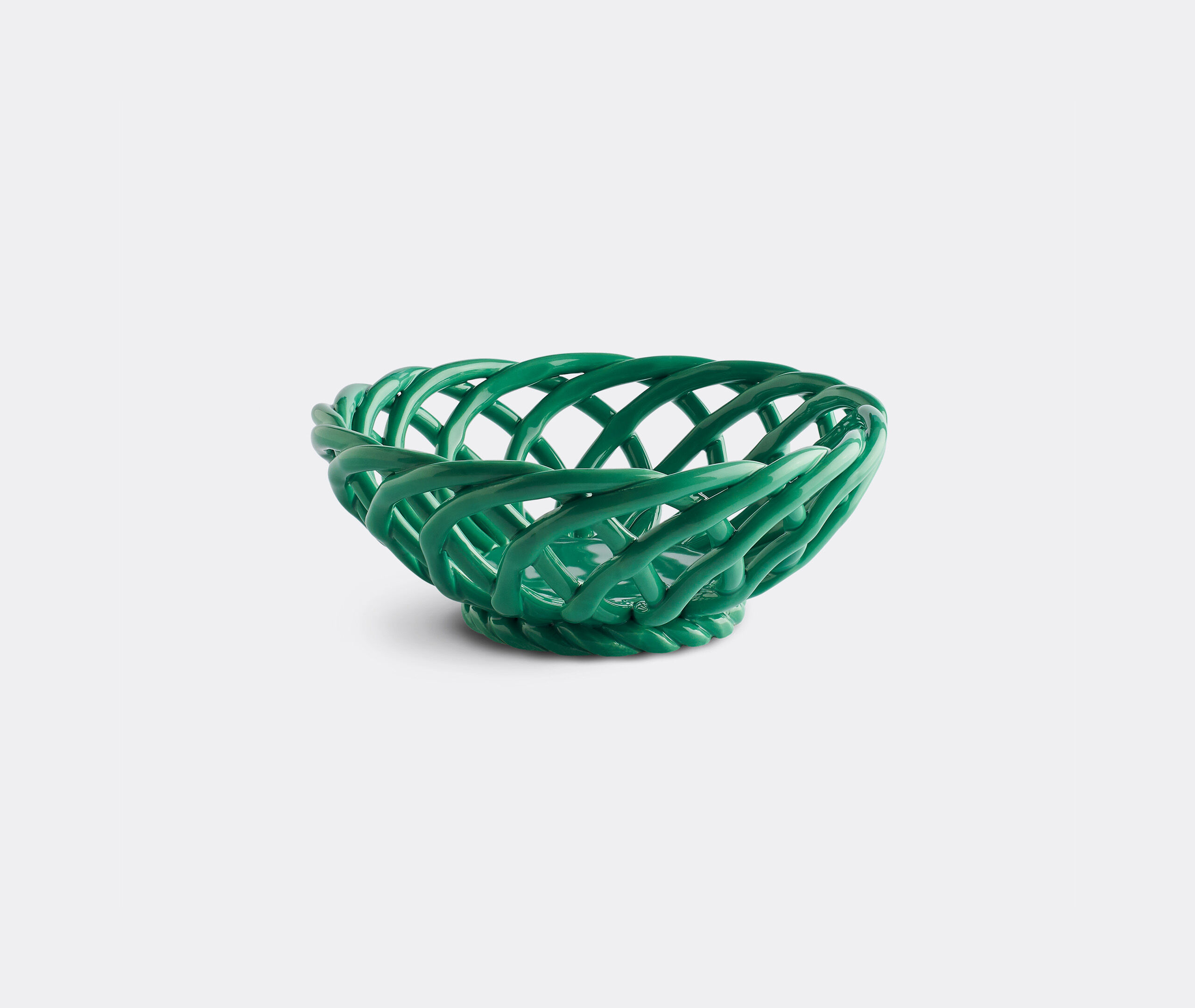 Sicilia' ceramic basket, green, small by Octaevo | Serving And