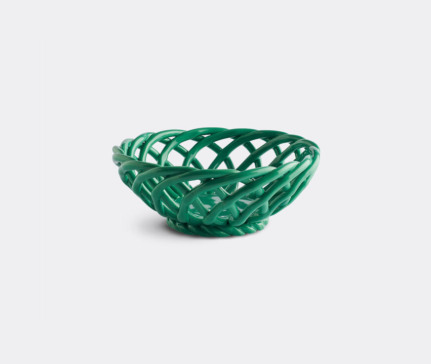'Sicilia' ceramic basket, green, small by Octaevo Serving And Trays