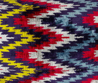 Les-Ottomans Silk velvet cushion, yellow and blue MULTICOLOUR OTTO22VEL028MUL