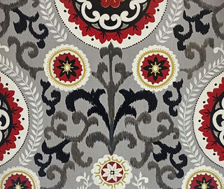 Les-Ottomans Hand painted iron tray, grey and red MULTICOLOUR OTTO22HAN066MUL