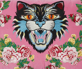 Gucci 'Angry Cat' velvet cushion PINK GUCC18CUS896PIN