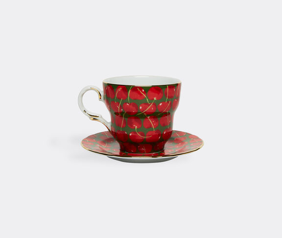 La DoubleJ 'Cherries Verde Big Mama' cup and saucer GREEN LADJ23BIG710GRN