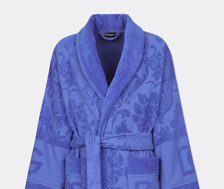 Dolce&amp;Gabbana Casa Jacquard bathrobe with D&amp;G logo, blue BLUE DGCA25BLU650BLU