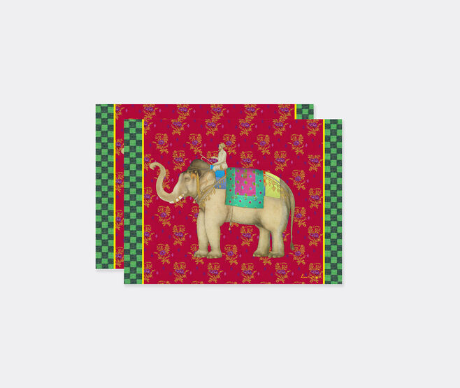 Lisa Corti 'Elephant Rany Masonite' rectangular placemat, set of two, red RED LICO25REC599RED
