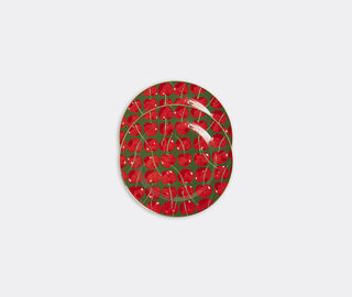 La DoubleJ 'Cherries Verde' dessert plate, set of two GREEN LADJ22DES628MUL
