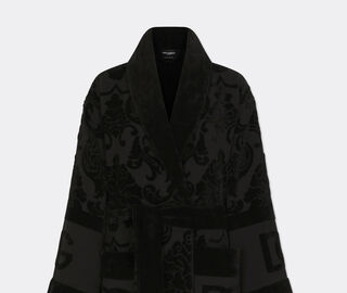 Dolce&amp;Gabbana Casa Jacquard bathrobe with D&amp;G logo, black BLACK DGCA25BLA445BLK