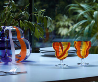 LSA International 'Folk' wine glass, set of two, orange, red and yellow MULTICOLOUR LSAI23FOL532MUL