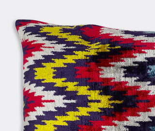 Les-Ottomans Silk velvet cushion, yellow and blue MULTICOLOUR OTTO22VEL028MUL