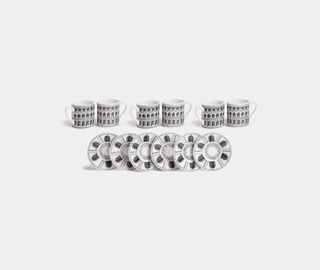 Fornasetti 'Architettura' coffee cup and saucer, set of six WHITE FORN23SET174MUL
