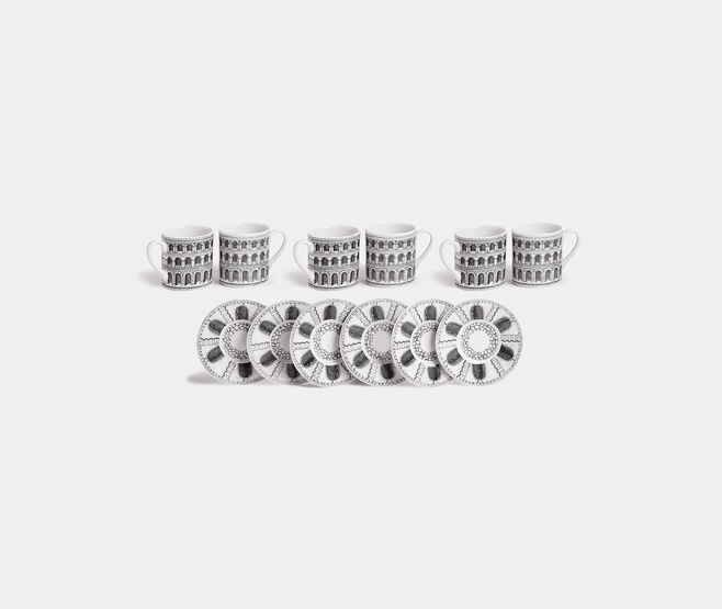 Fornasetti 'Architettura' coffee cup and saucer, set of six WHITE FORN23SET174MUL