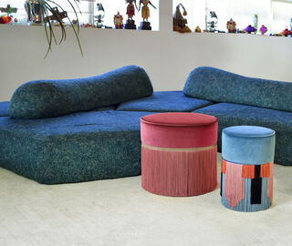 Lorenza Bozzoli Couture 'Couture Geometric Tie' ottoman, blue MULTICOLOUR LOBO20COU417BLU