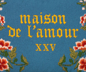 Gucci 'Maison De L'Amour' needlepoint cushion BLUE GUCC18CUS919BLU