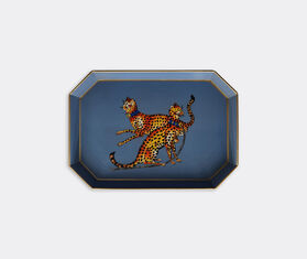 Les-Ottomans 'Fauna' hand painted iron tray, blue leopard MULTICOLOUR OTTO23FAU118MUL