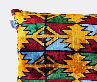 Les-Ottomans Velvet cushion, red and gold MULTICOLOUR OTTO25SIL811MUL