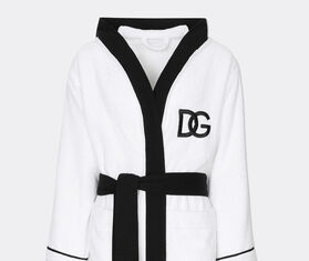 Dolce&amp;Gabbana Casa Hooded bathrobe with D&amp;G logo, white WHITE DGCA25HOO434WHI