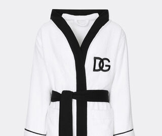 Dolce&amp;Gabbana Casa Hooded bathrobe with D&amp;G logo, white WHITE DGCA25HOO434WHI