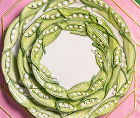 Les-Ottomans 'Lily of the Valley' bread plate, set of two, green and white MULTICOLOUR OTTO26LIL468MUL