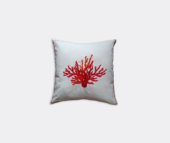 Les-Ottomans Cotton Embroidered  Cushion - Coral undefined ${masterID} 2