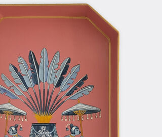 Les-Ottomans 'Fauna' hand painted iron tray, monkey MULTICOLOUR OTTO23FAU132MUL