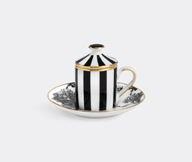Simone Guidarelli Home 'Tangerine Garden' lidded espresso cup and saucer, black and white MULTICOLOUR SIMO26SOU983MUL