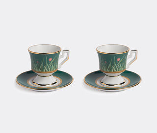 La DoubleJ Espresso cup and saucer, set of two MULTICOLOUR LADJ19ESP886GRN